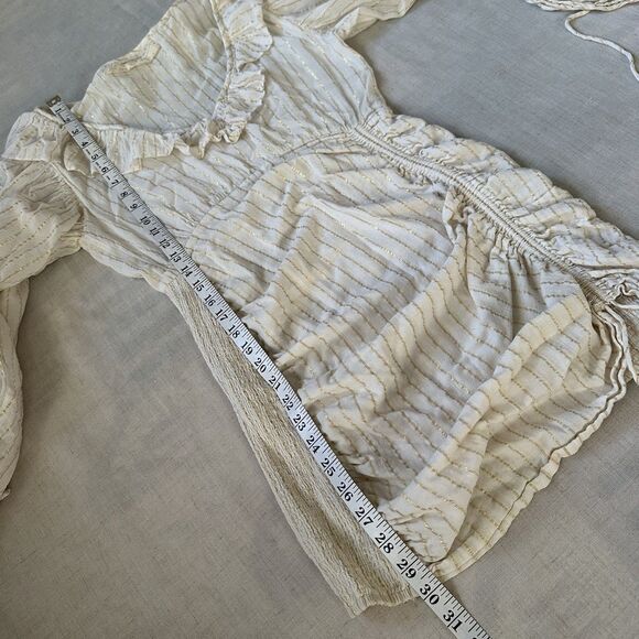 Jens Pirate Booty Vambelle Mini Dress Cream Gold Stripe S Boho Beach Ballon - Picture 14 of 16